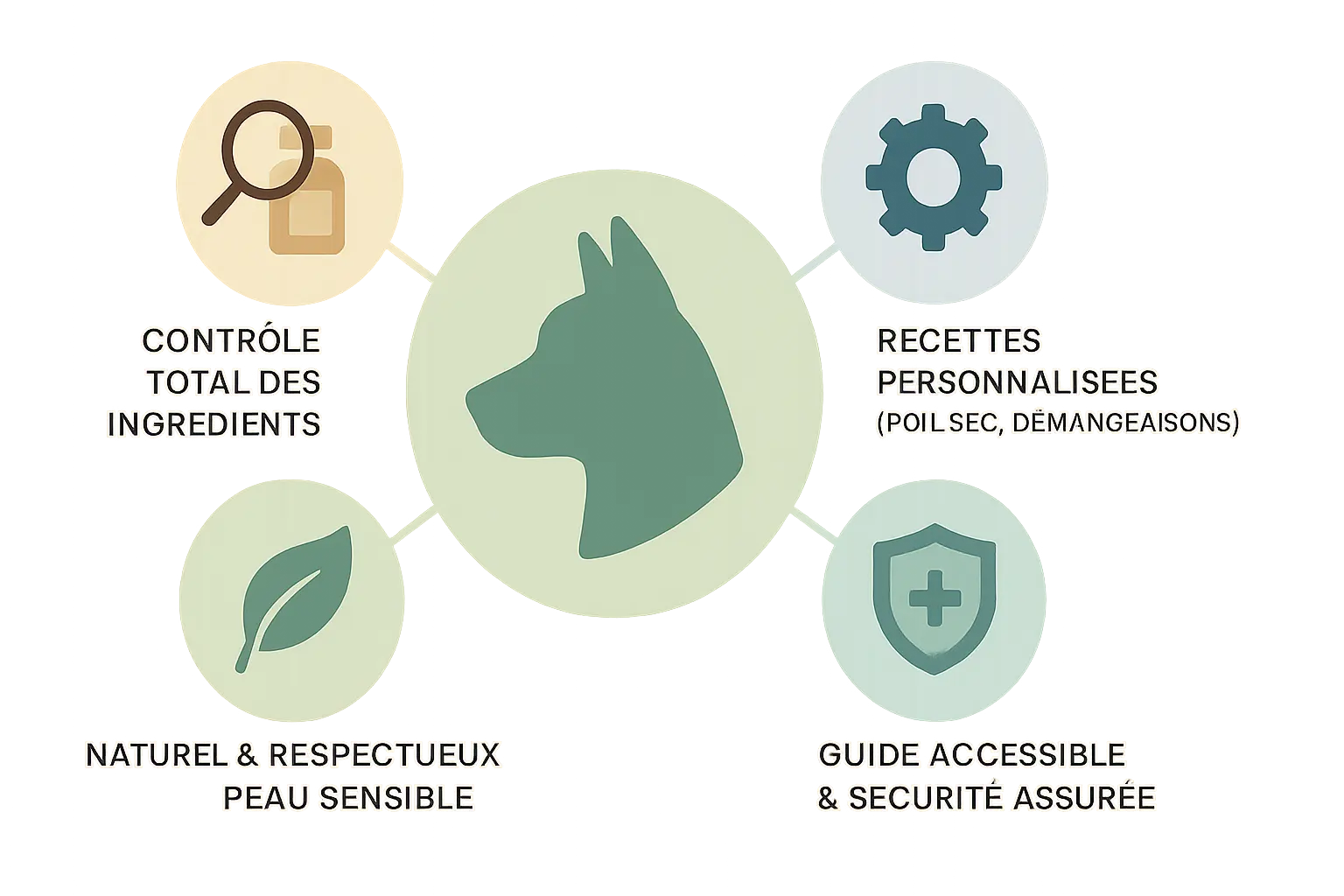 Illustration des avantages d'un shampoing naturel pour chien