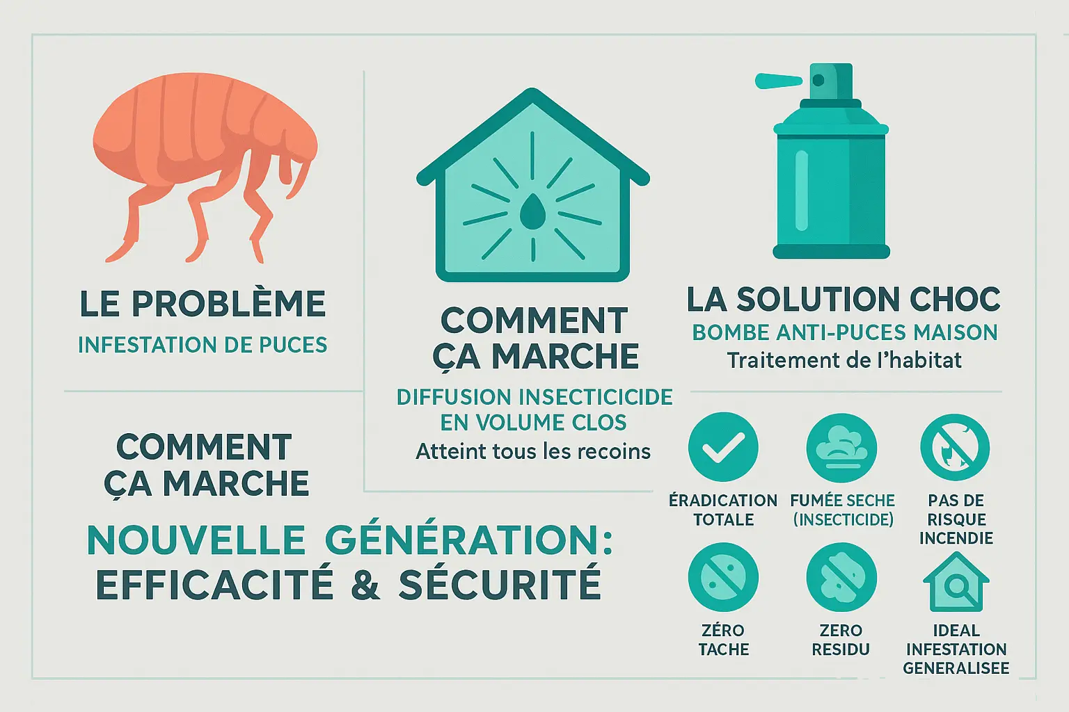 Bombe fumigène anti puces maison en action