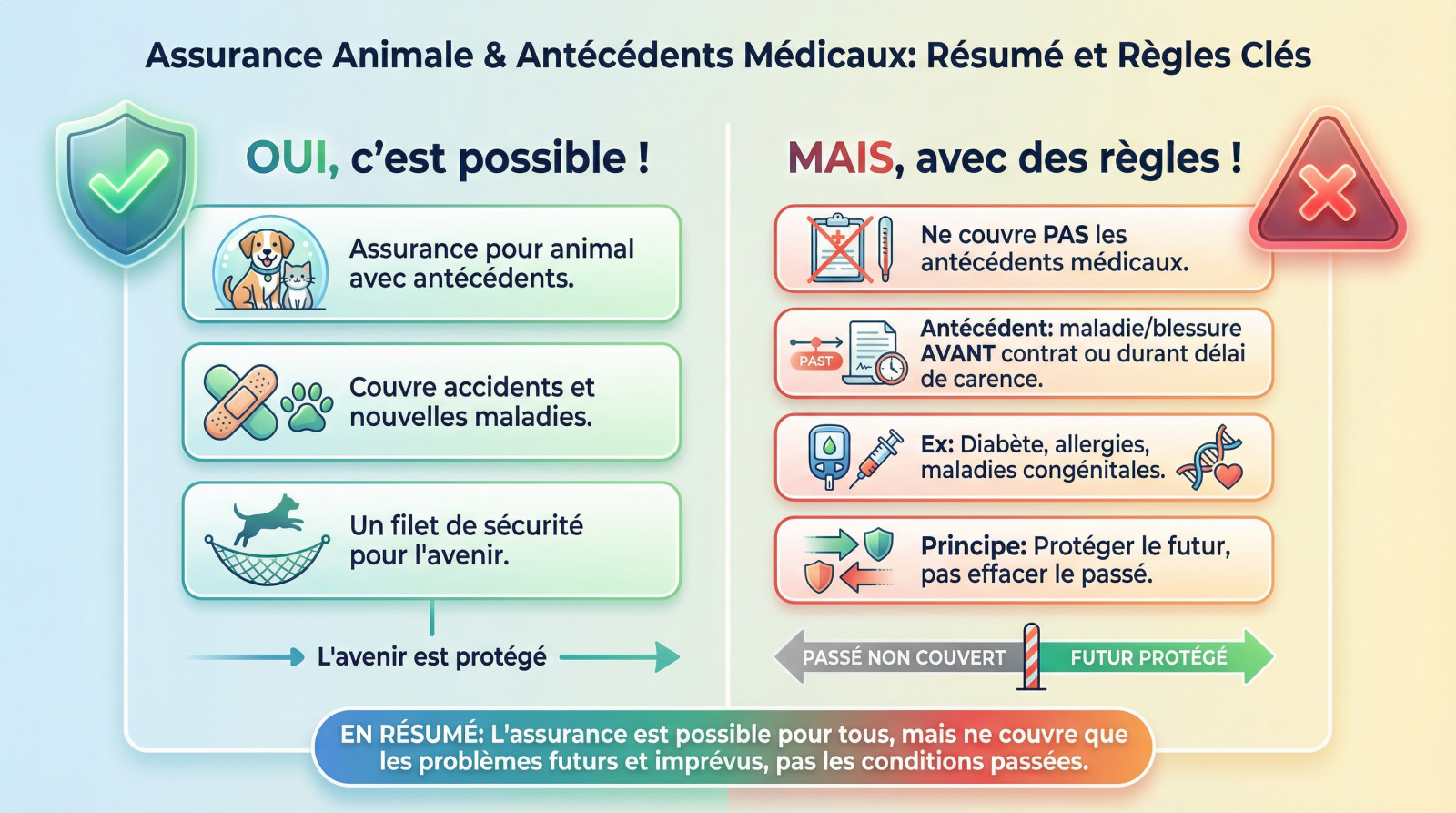 Chien âgé chez le vétérinaire illustrant la possibilité d'assurer un animal avec des antécédents médicaux