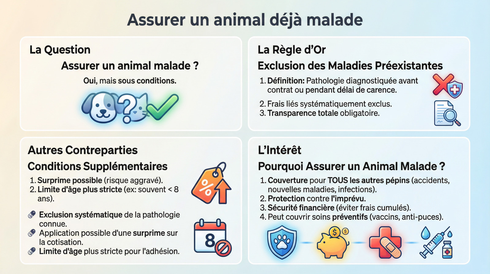 Chien âgé chez le vétérinaire illustrant la problématique de l'assurance pour animaux malades