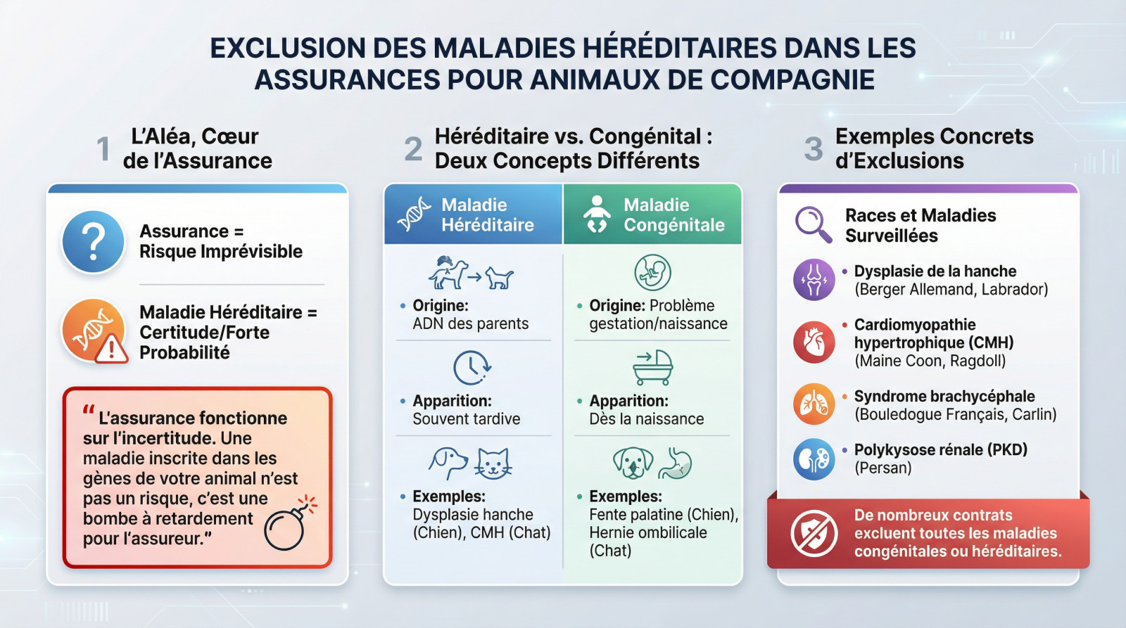 Chien chez le vétérinaire illustrant l'exclusion des maladies héréditaires en assurance animale