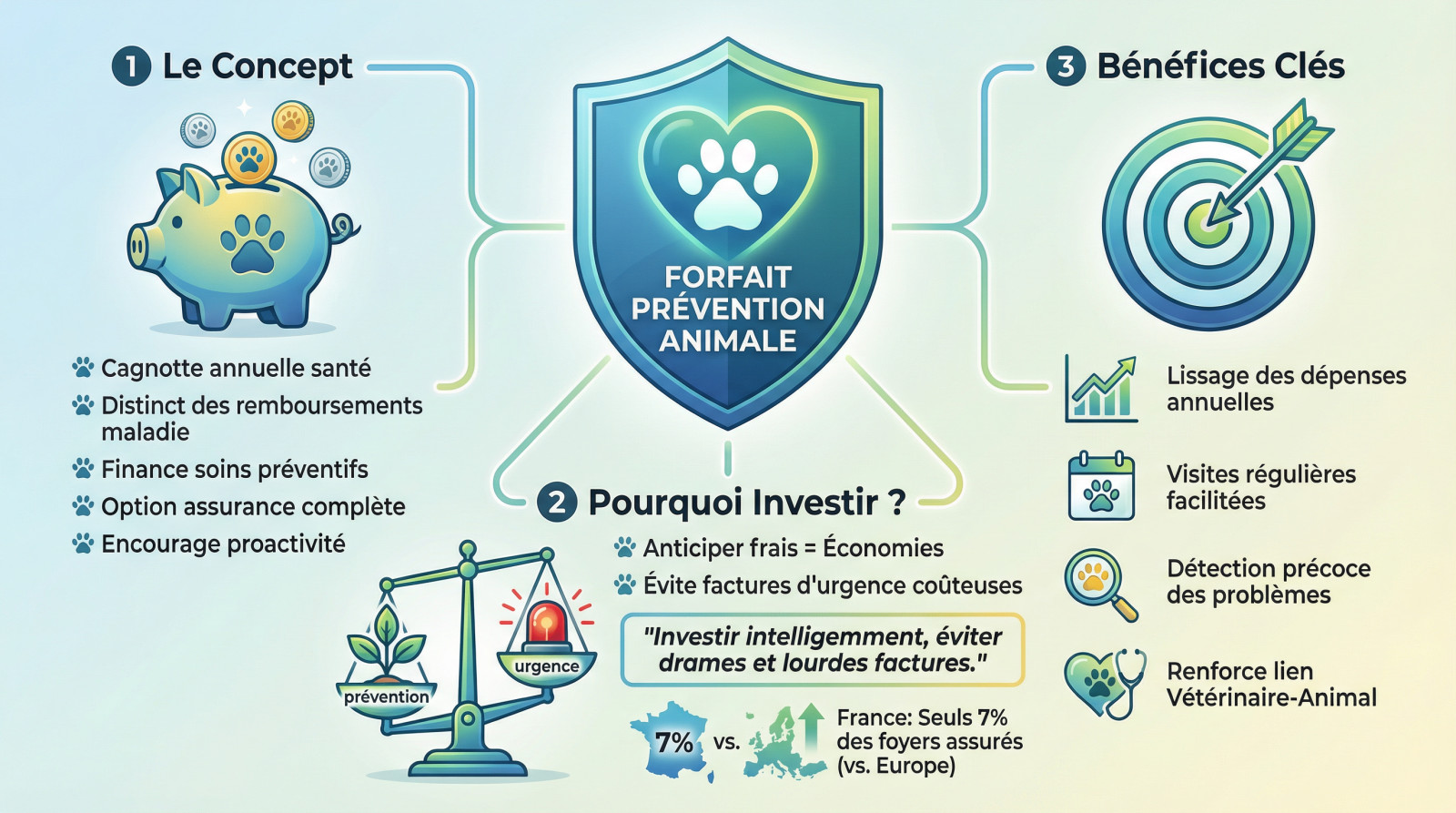 Concept du forfait prévention assurance animaux : investir pour la santé de son chien ou chat