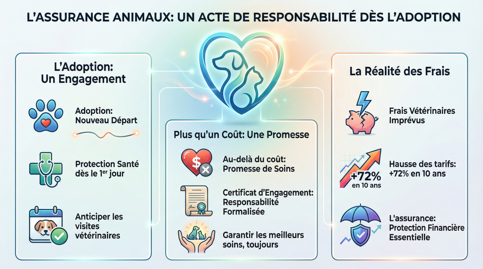 Chien et chat sereins illustrant la sécurité apportée par l'assurance santé dès l'adoption