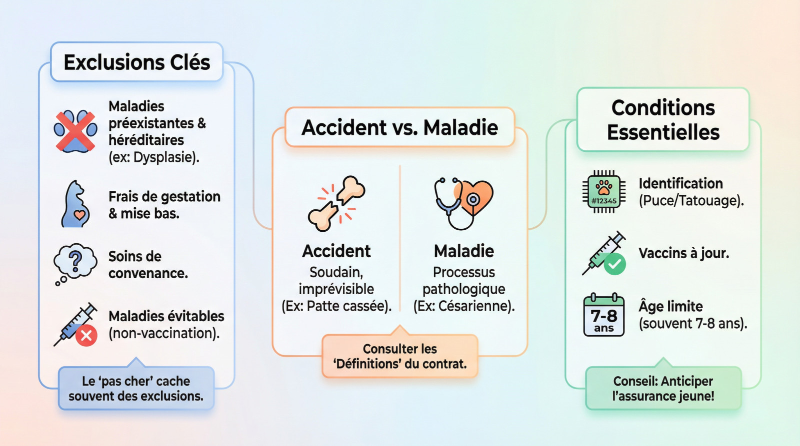 Lecture attentive des exclusions et définitions d'un contrat d'assurance animale