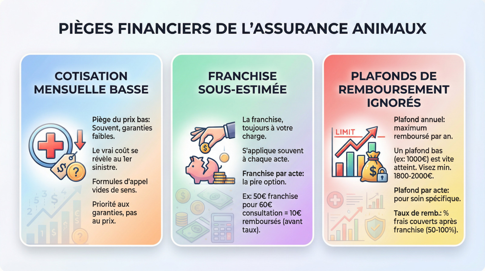 Chat et chien devant un contrat d'assurance illustrant les erreurs financières à éviter