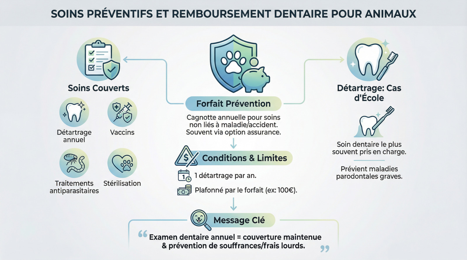 Chien recevant un soin dentaire préventif chez le vétérinaire